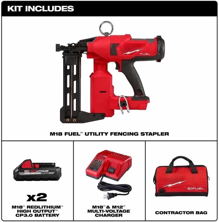 2843-22 Power Staple Gun for Milwaukee M18 18V Fuel Utility Fencing Stapler Kit