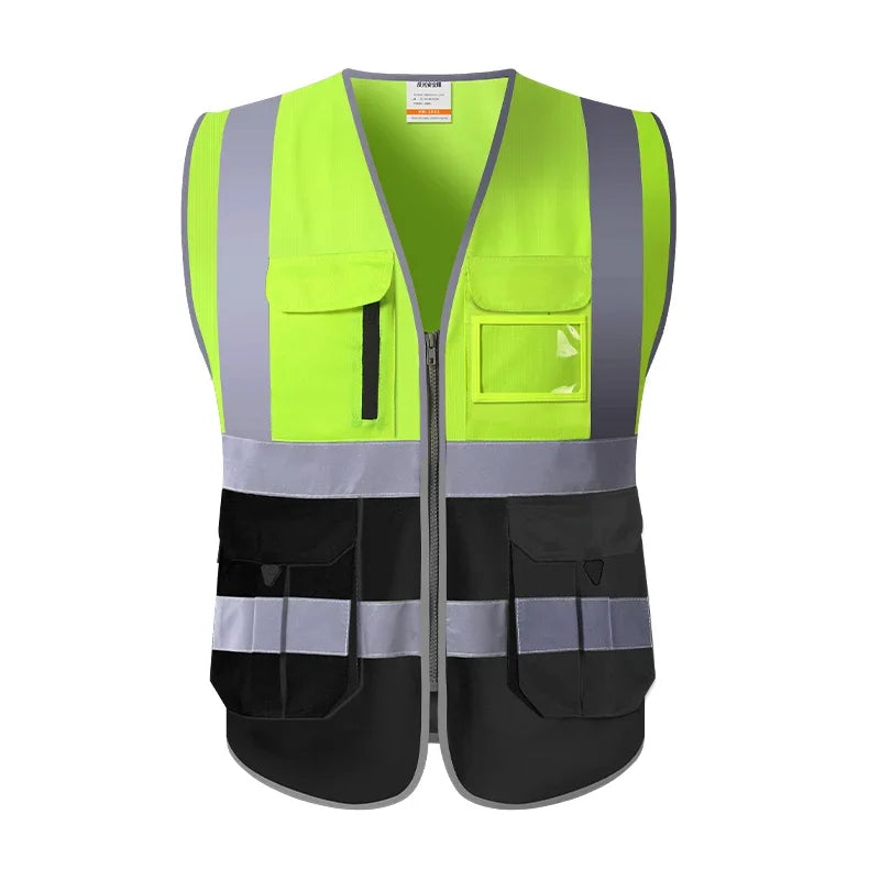 High Visibility Red Safety Vest Reflective Multipockets Summer Hi Vis Workwear Waistcoat for Aircraft Maintenance Work Jacket
