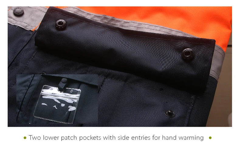 Hi Vis 5 in 1 Waterproof Parka Windbreaker Workwear Rain Coat Reflective Safety Jacket with Detachable Linner