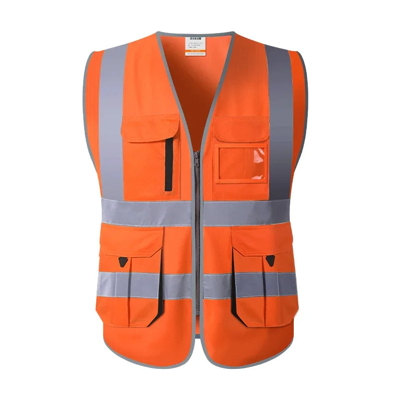 High Visibility Red Safety Vest Reflective Multipockets Summer Hi Vis Workwear Waistcoat for Aircraft Maintenance Work Jacket
