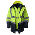 Hi Vis 5 in 1 Waterproof Parka Windbreaker Workwear Rain Coat Reflective Safety Jacket with Detachable Linner