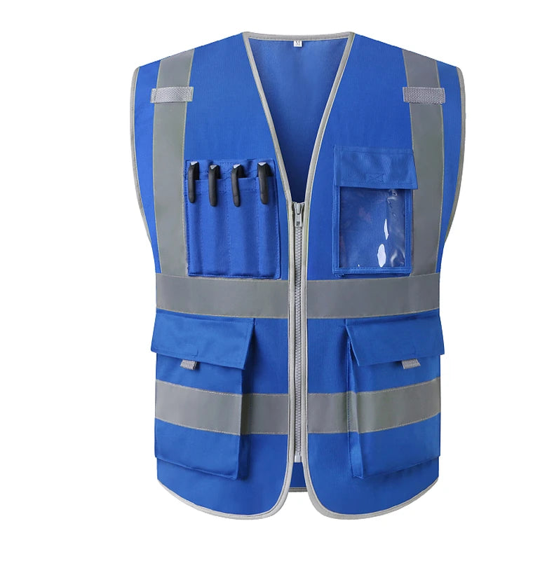 High Visibility Red Safety Vest Reflective Multipockets Summer Hi Vis Workwear Waistcoat for Aircraft Maintenance Work Jacket