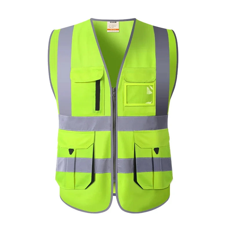 High Visibility Red Safety Vest Reflective Multipockets Summer Hi Vis Workwear Waistcoat for Aircraft Maintenance Work Jacket