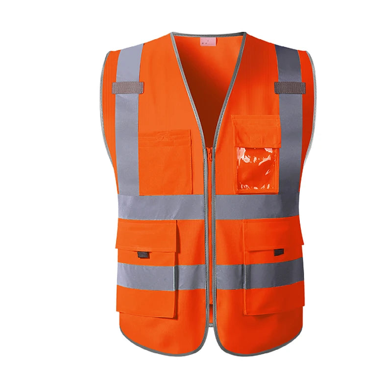 High Visibility Red Safety Vest Reflective Multipockets Summer Hi Vis Workwear Waistcoat for Aircraft Maintenance Work Jacket