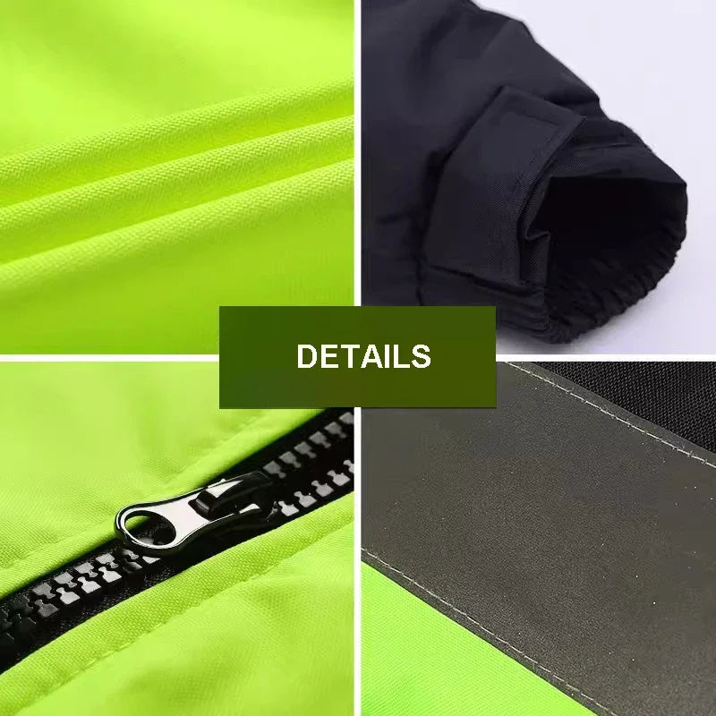 Hi Vis Cotton Winter Safety Coat,Safety Jackets Waterproof with Pockets and Zipper,Traffic Highway Rain Coat