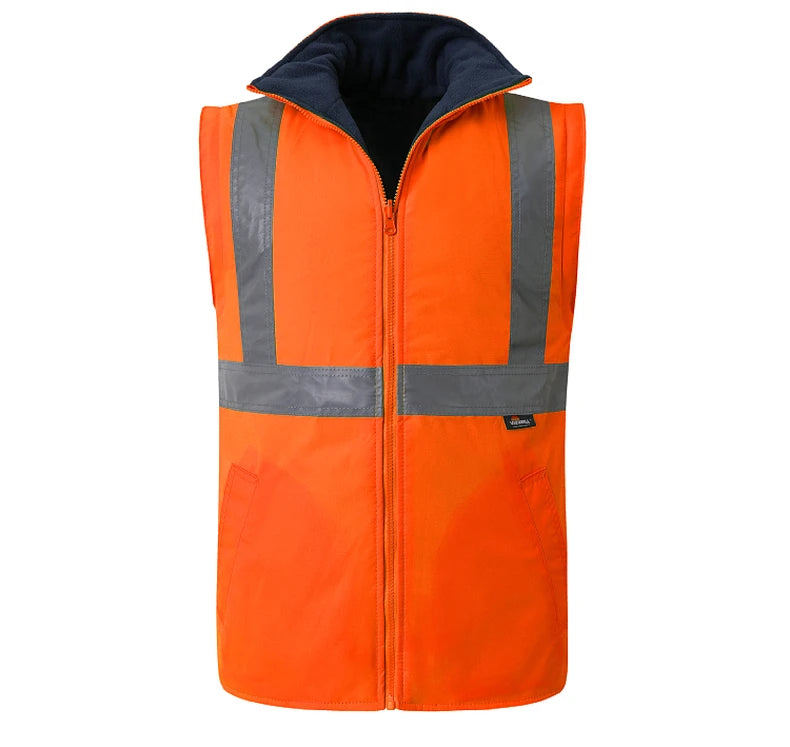 Hi Vis 5 in 1 Waterproof Parka Windbreaker Workwear Rain Coat Reflective Safety Jacket with Detachable Linner