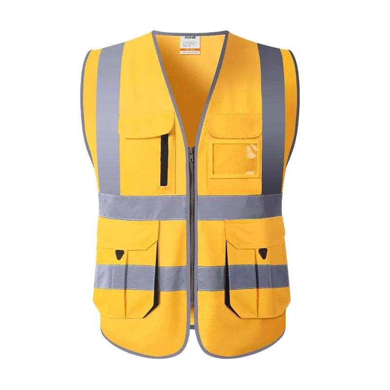 High Visibility Red Safety Vest Reflective Multipockets Summer Hi Vis Workwear Waistcoat for Aircraft Maintenance Work Jacket