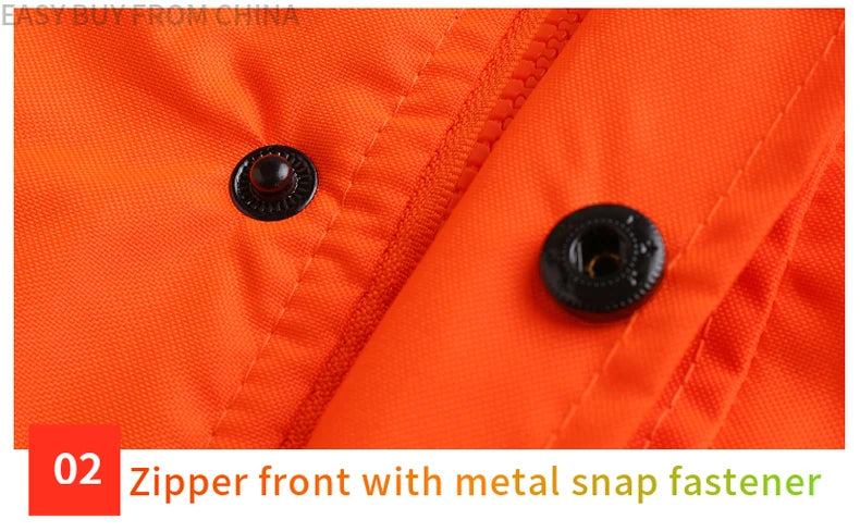 Men's Hi Vis Winter Safety Parka Jacket Reflective Warm Coat Rain Jacket With Zipper and Pockets