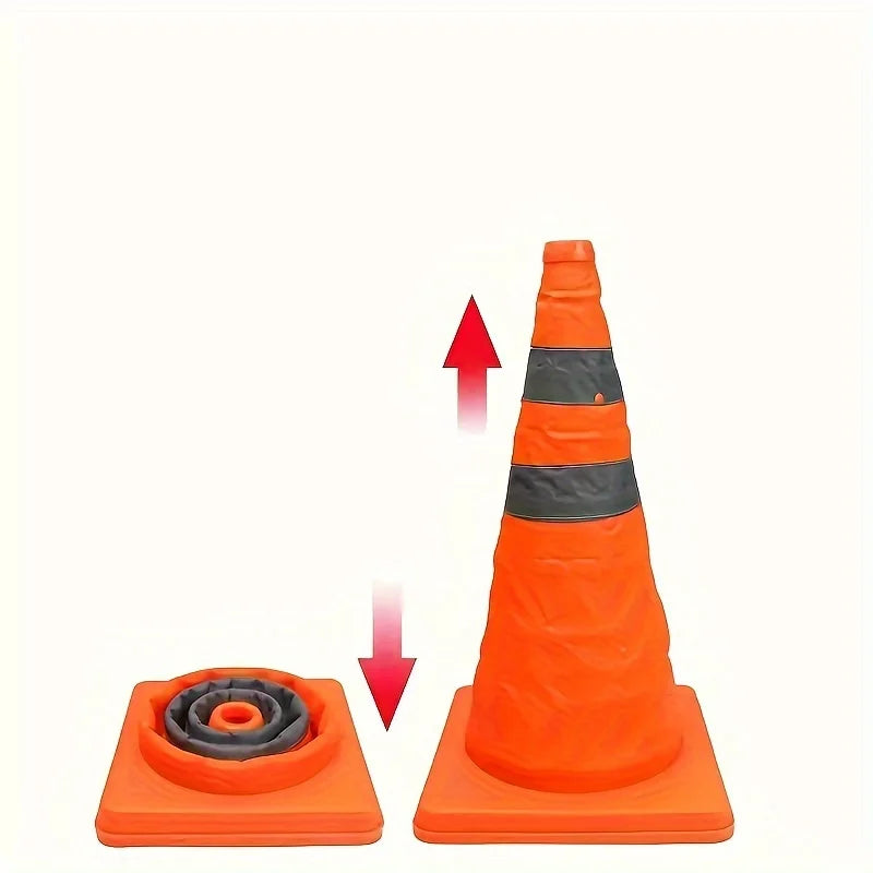 1 collapsible telescopic safety reflective traffic cone, portable warning cone for traffic emergency barrier facilities