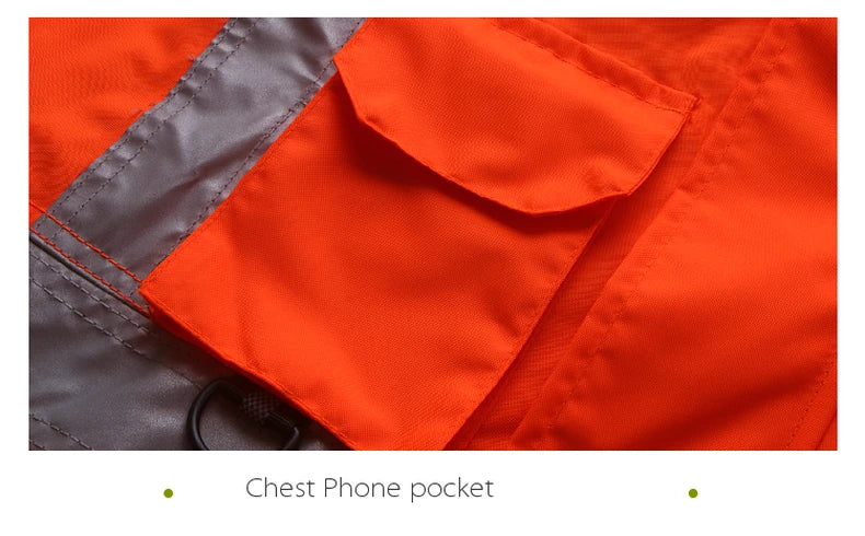 Hi Vis 5 in 1 Waterproof Parka Windbreaker Workwear Rain Coat Reflective Safety Jacket with Detachable Linner