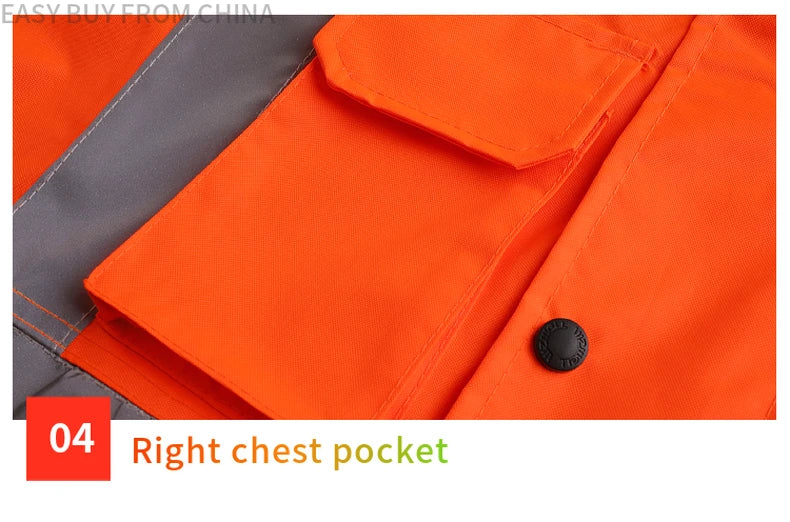 Men's Hi Vis Winter Safety Parka Jacket Reflective Warm Coat Rain Jacket With Zipper and Pockets