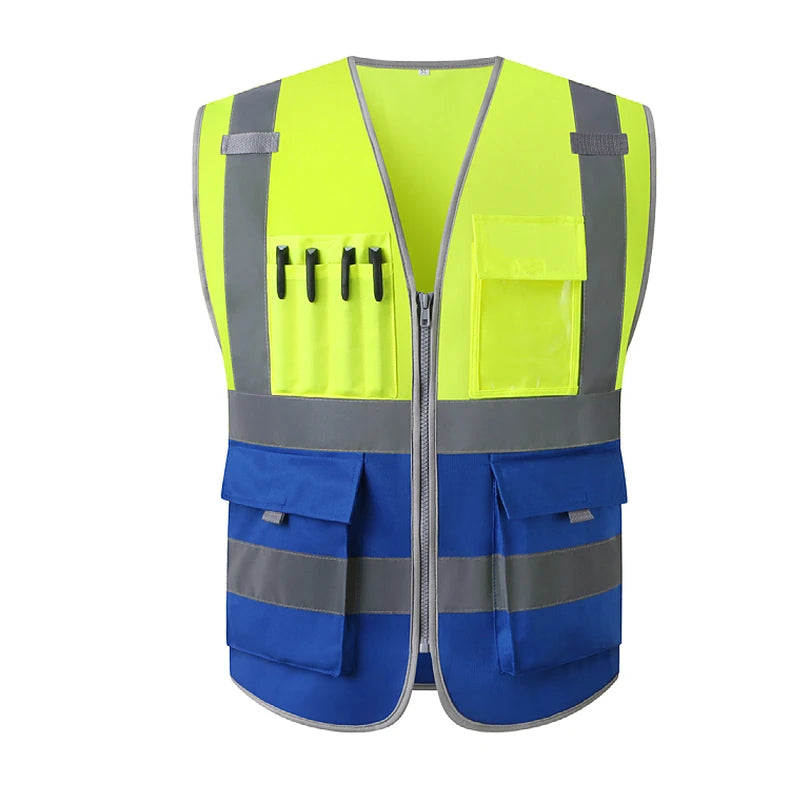 High Visibility Red Safety Vest Reflective Multipockets Summer Hi Vis Workwear Waistcoat for Aircraft Maintenance Work Jacket